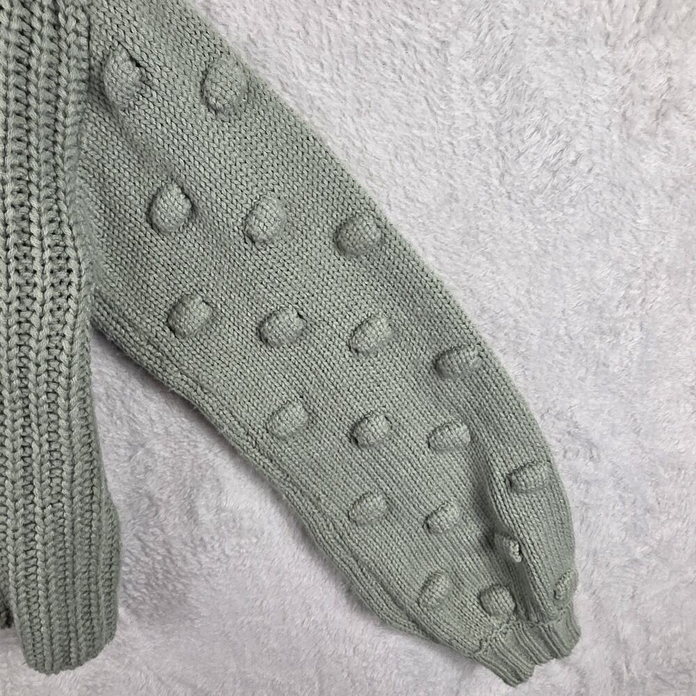 Moon & Madison Women's Small Green Bobble Sleeve Chunky Knit Sweater Acrylic - Picture 5 of 7